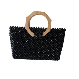 Fashionable Handmade Beaded Black Handbag for Women Bag Clutch Purse Party Wedding Evening Bags