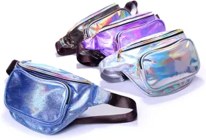 Fashionable Ladies Pu Leather Waist Bag Sequins Fanny Pack Outdoor Waist Pouch for Women Travel