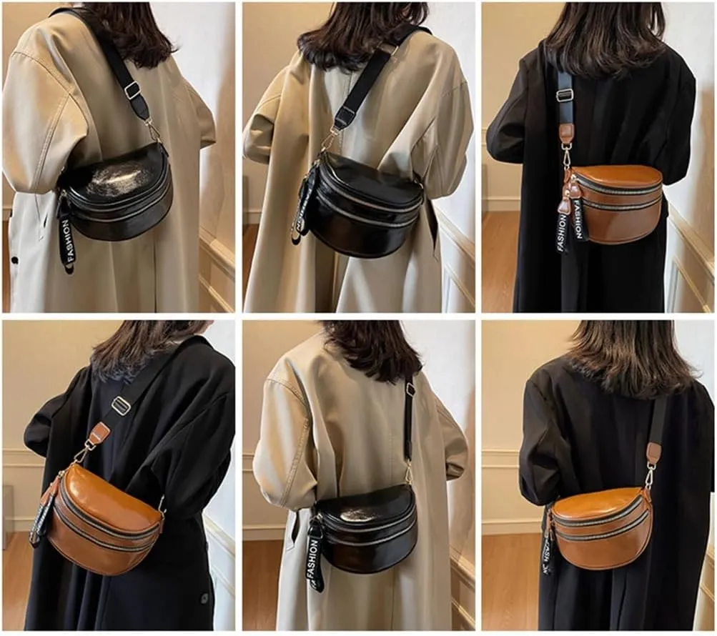 Fashionable Large Capacity Shoulder Bag for Everyday Use PU Leather Crossbody Purse Casual Satchel Purse