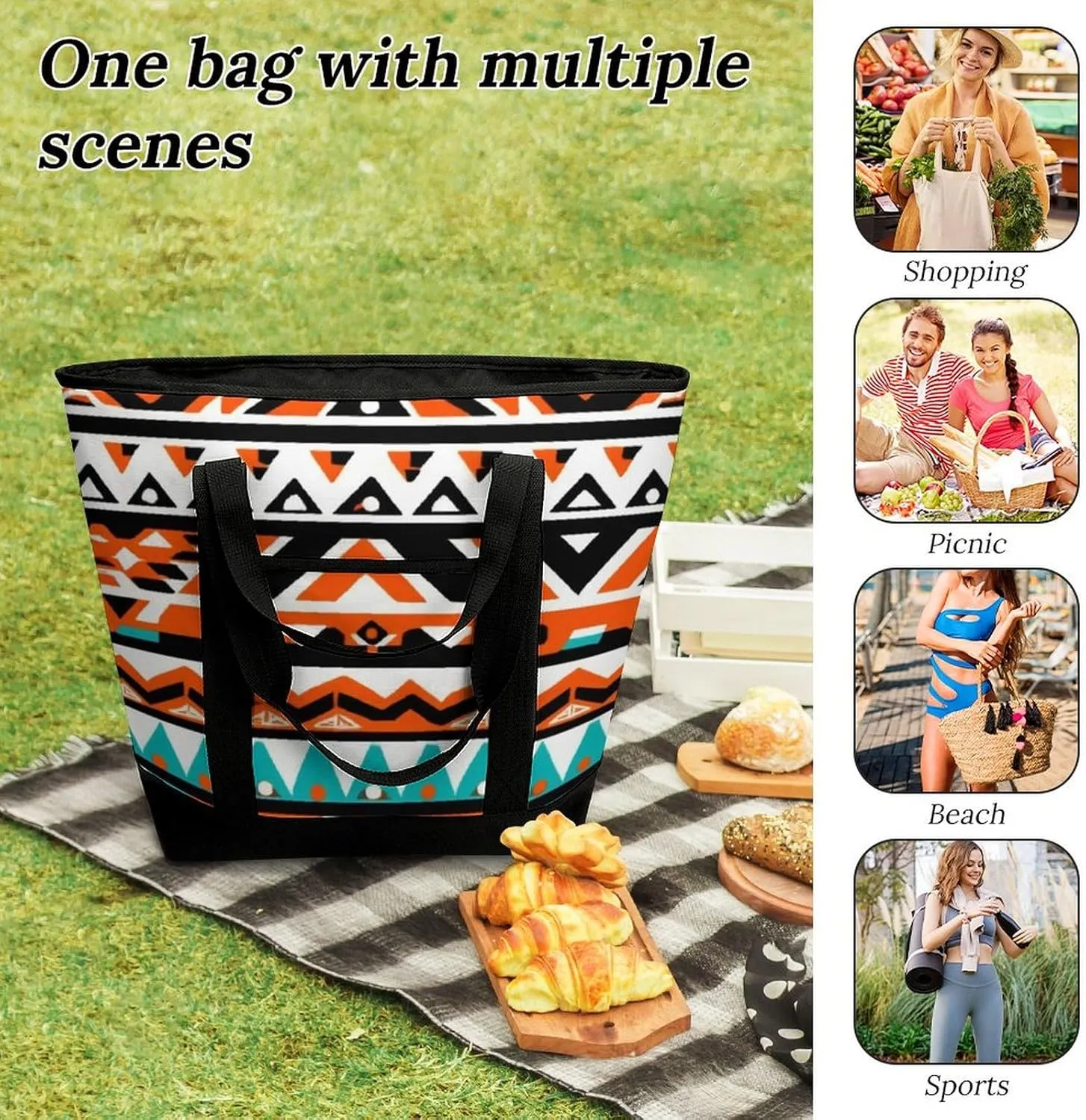 Fashionable Large Thermal Tote Bag Insulated Work/Commute Bag For Women & Men