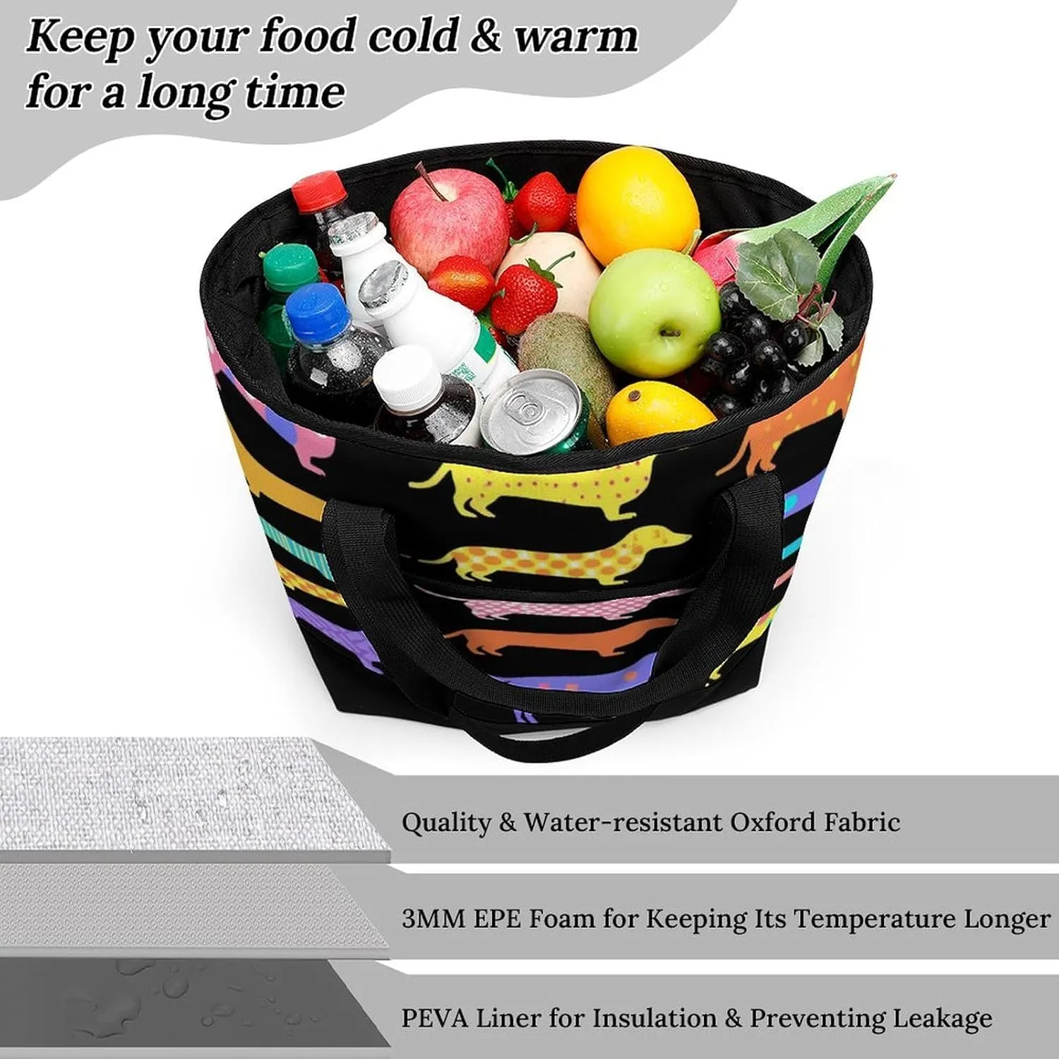 Fashionable Large Thermal Tote Bag Insulated Work/Commute Bag For Women & Men