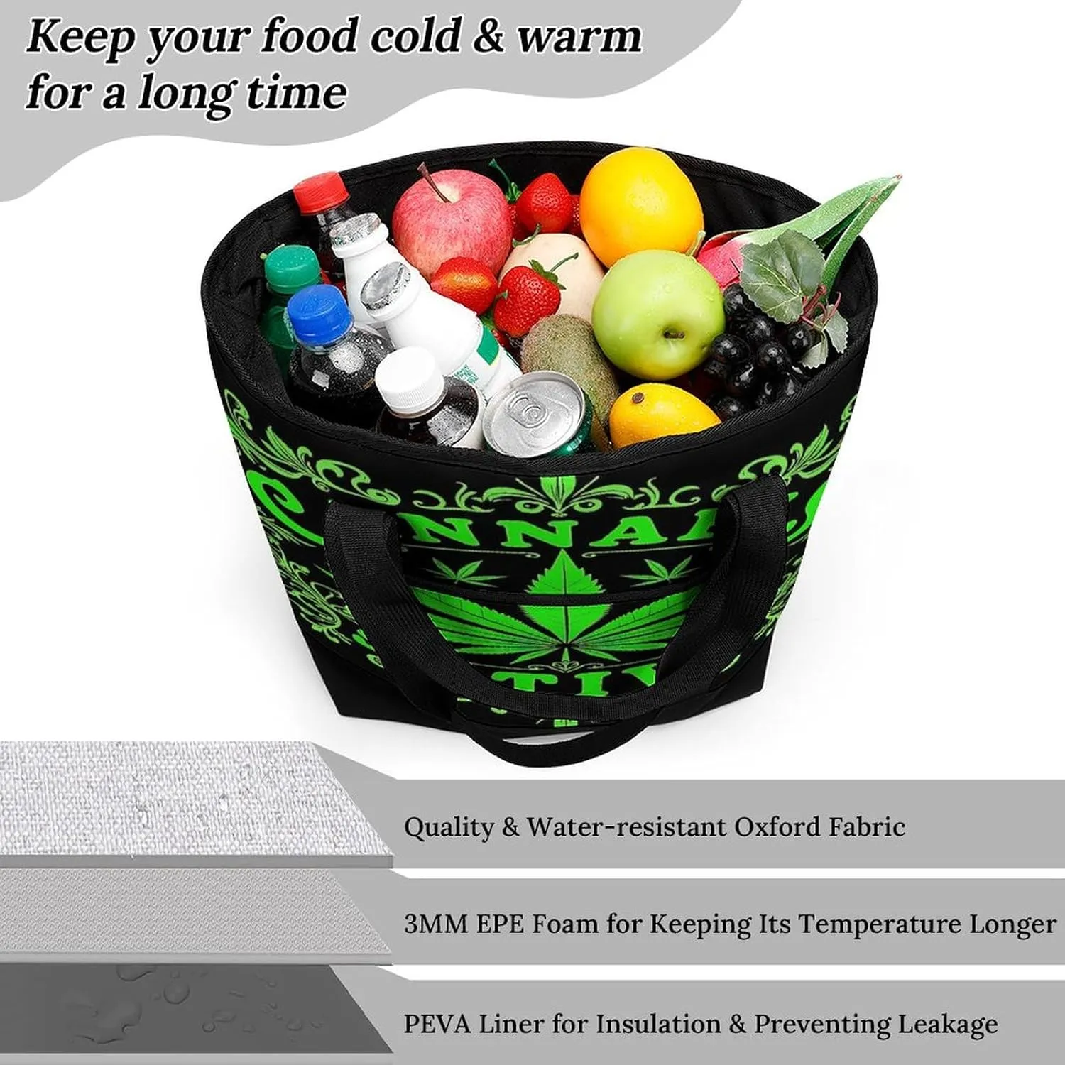 Fashionable Large Thermal Tote Bag Insulated Work/Commute Bag For Women & Men