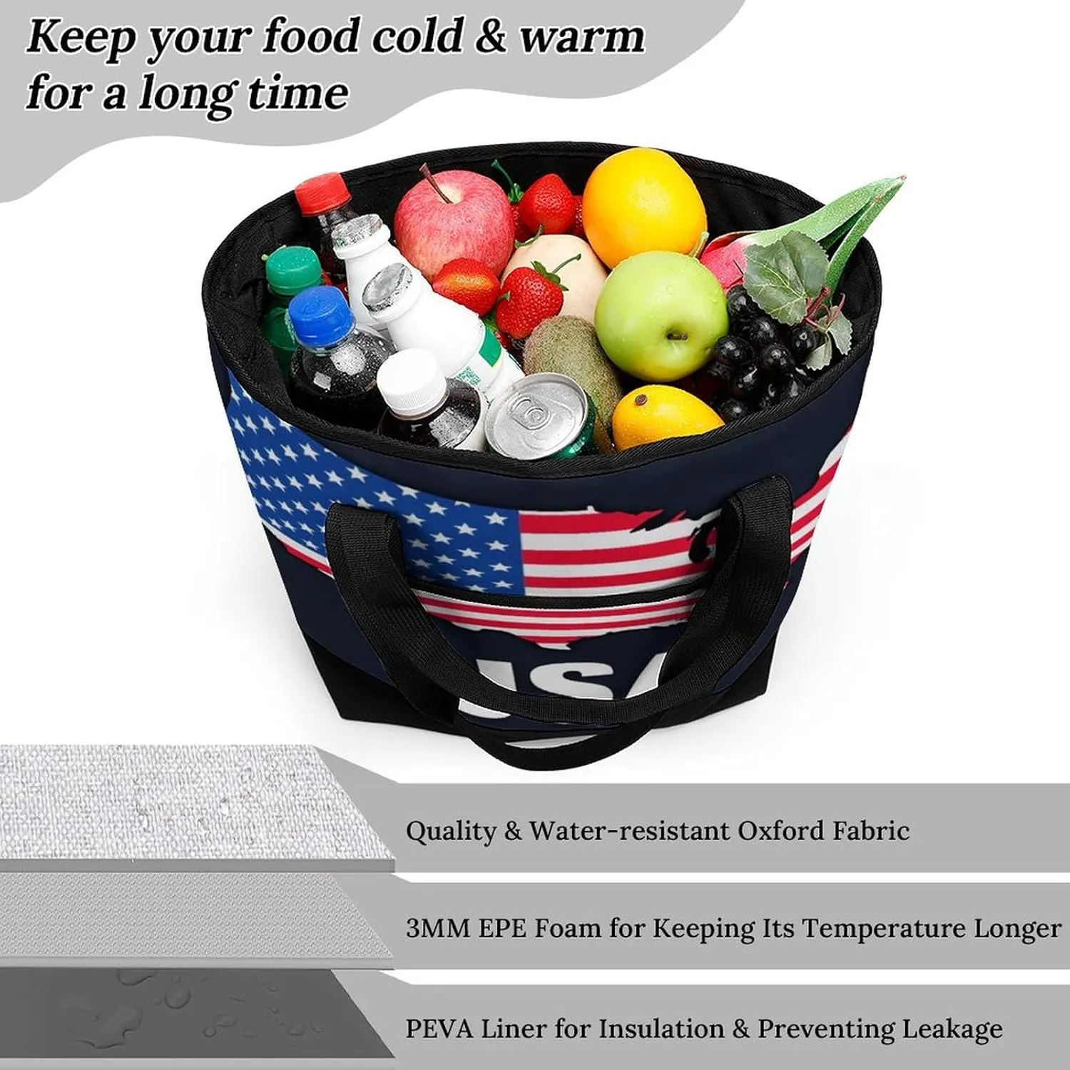 Fashionable Large Thermal Tote Bag Insulated Work/Commute Bag For Women & Men