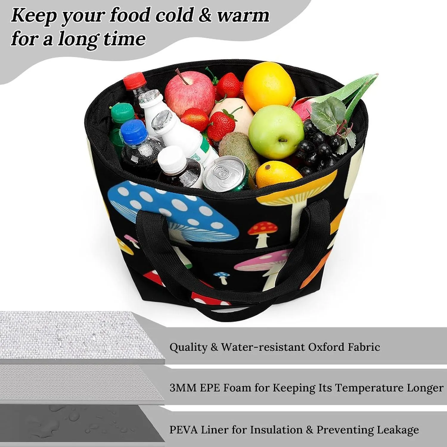 Fashionable Large Thermal Tote Bag Insulated Work/Commute Bag For Women & Men