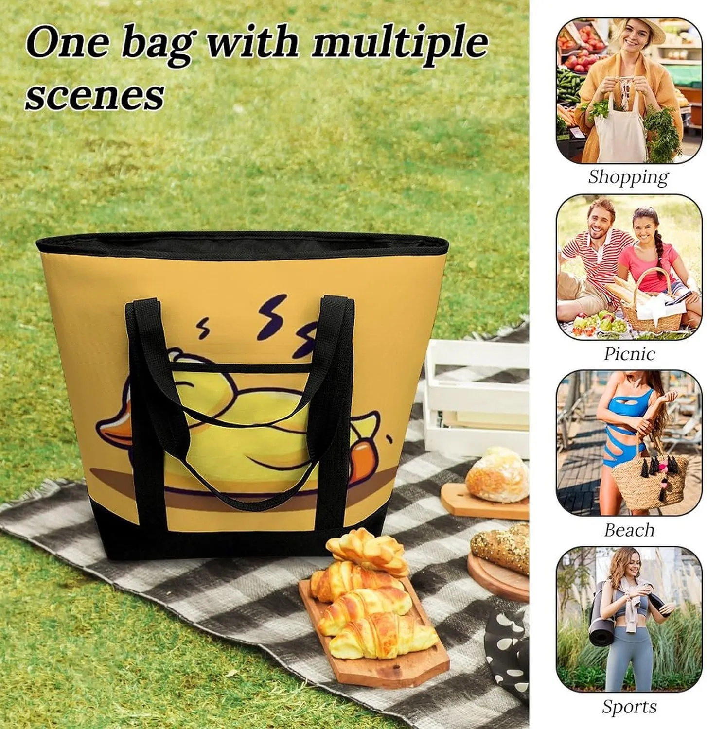 Fashionable Large Thermal Tote Bag Insulated Work/Commute Bag For Women & Men