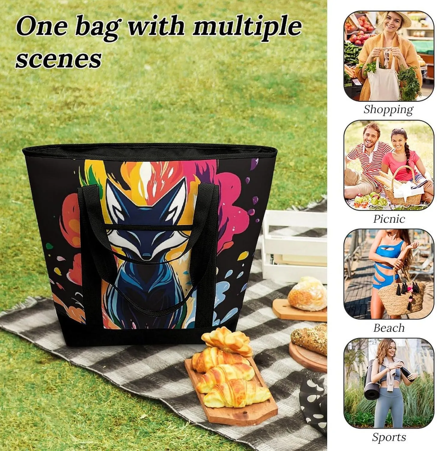 Fashionable Large Thermal Tote Bag Insulated Work/Commute Bag For Women & Men