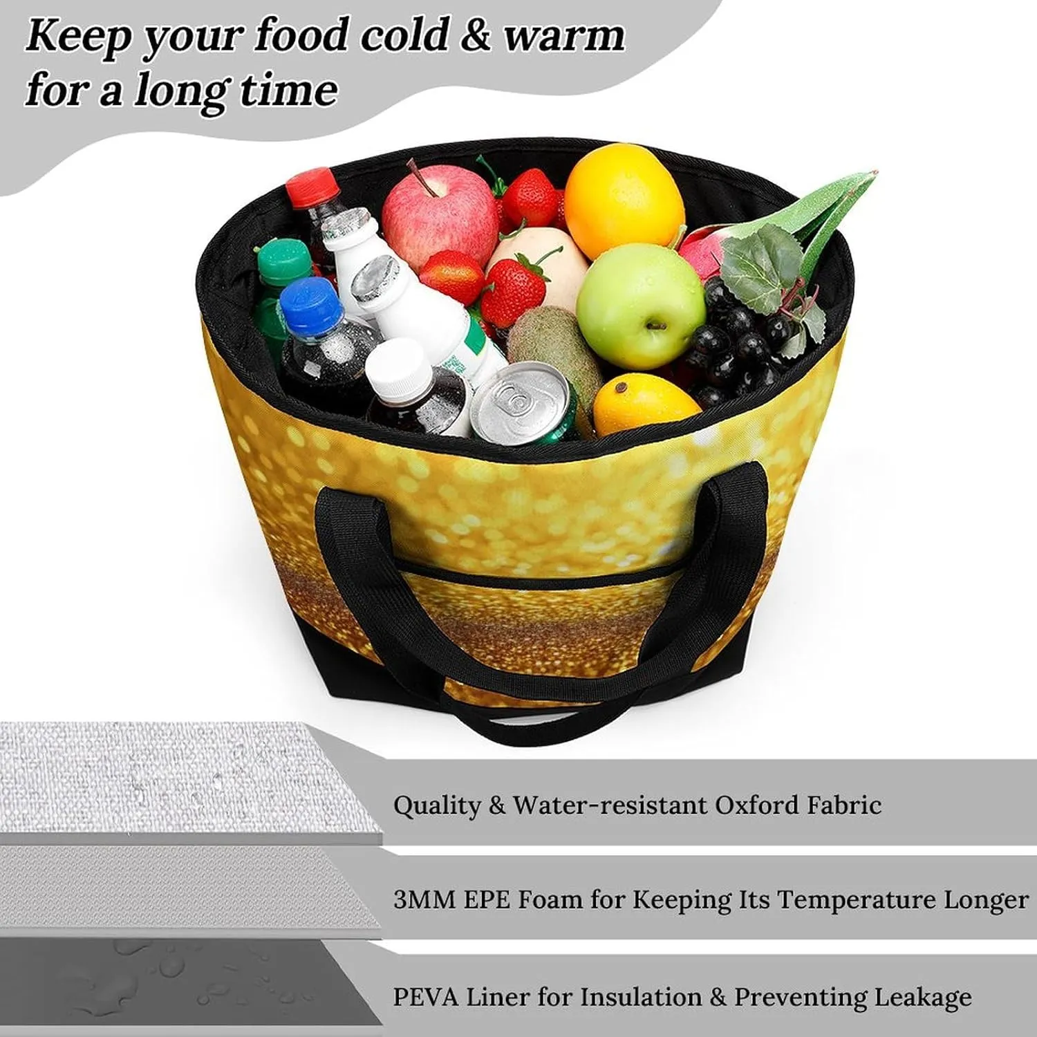 Fashionable Large Thermal Tote Bag Insulated Work/Commute Bag For Women & Men
