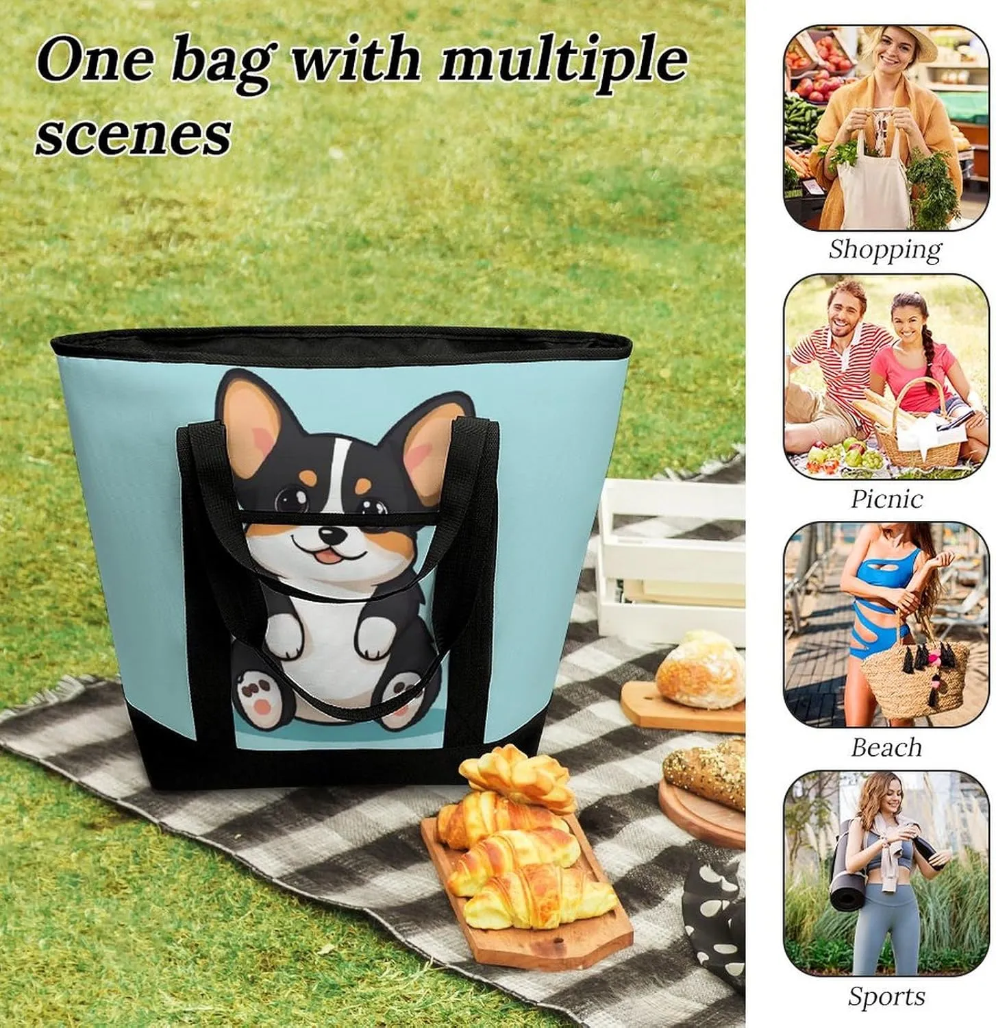 Fashionable Large Thermal Tote Bag Insulated Work/Commute Bag For Women & Men