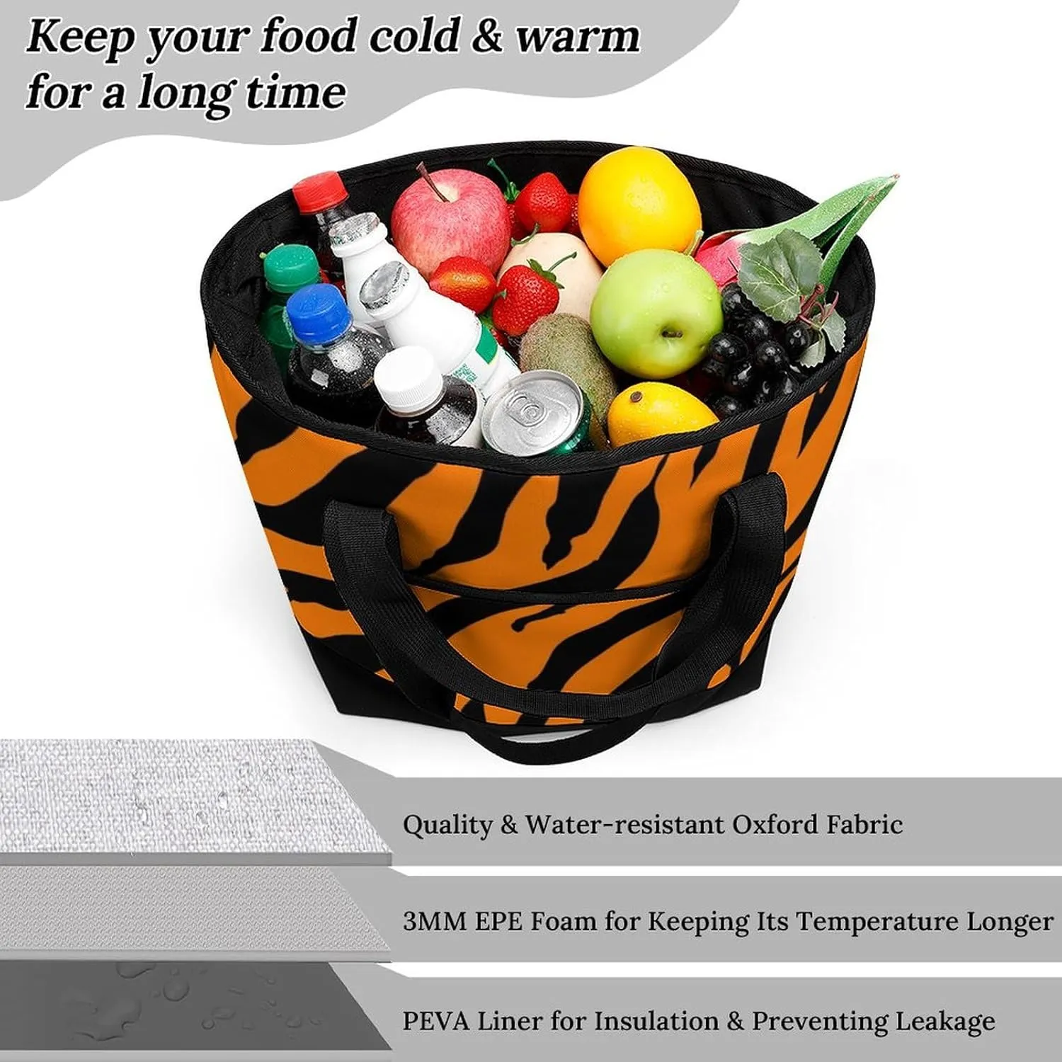 Fashionable Large Thermal Tote Bag Insulated Work/Commute Bag For Women & Men