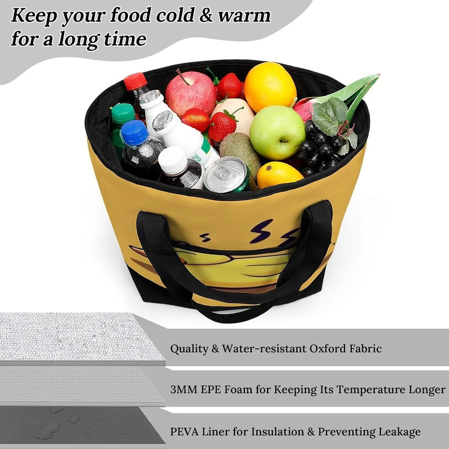 Fashionable Large Thermal Tote Bag Insulated Work/Commute Bag For Women & Men