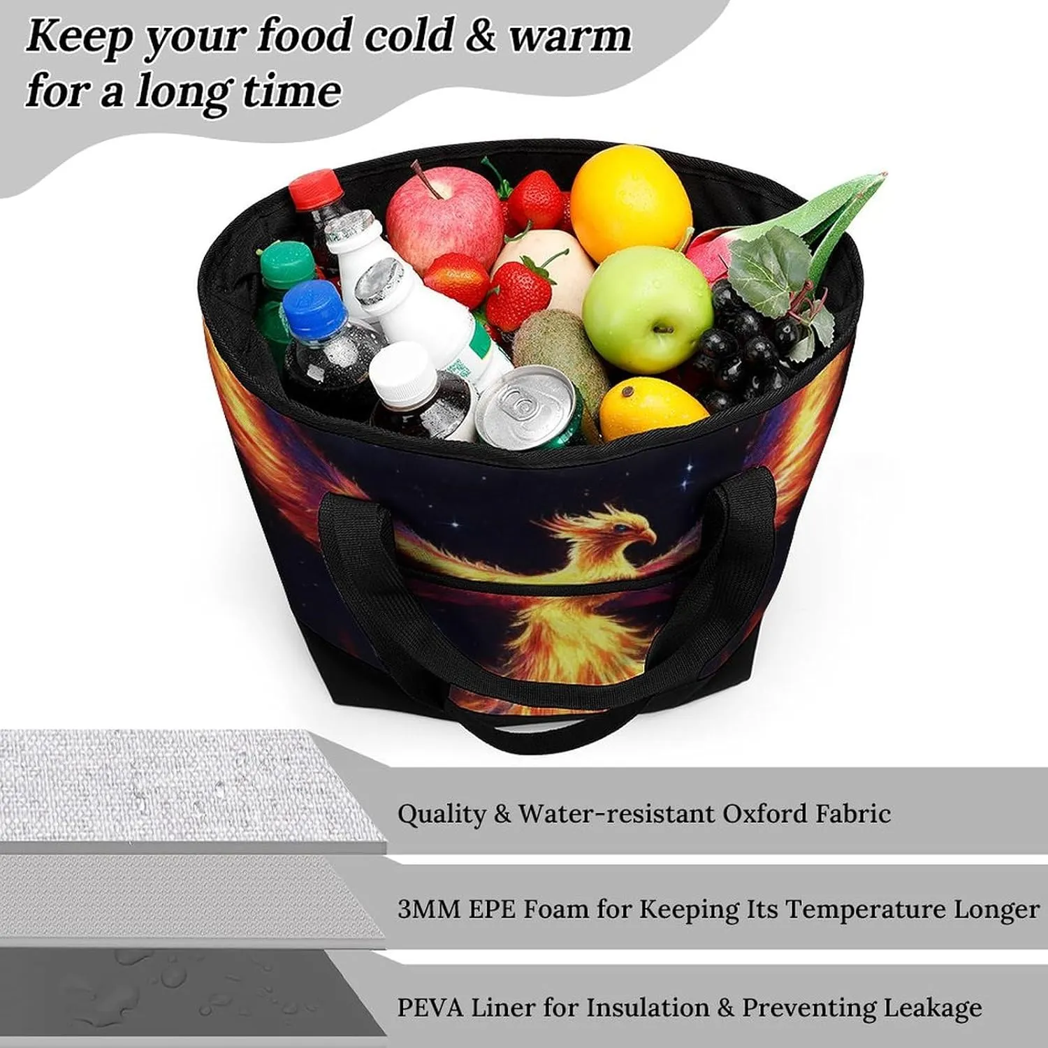 Fashionable Large Thermal Tote Bag Insulated Work/Commute Bag For Women & Men