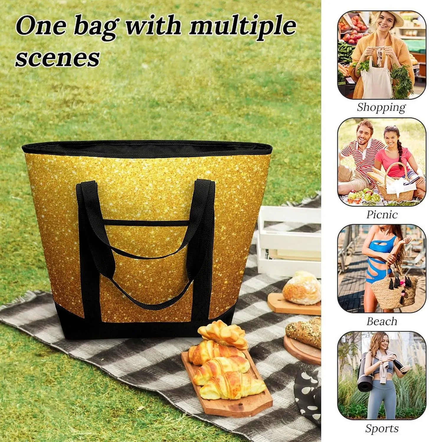 Fashionable Large Thermal Tote Bag Insulated Work/Commute Bag For Women & Men