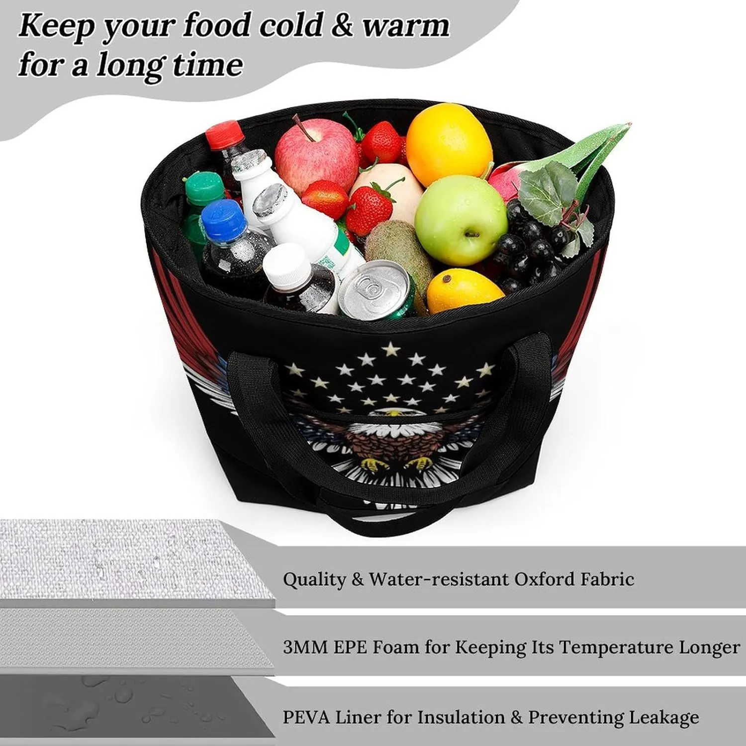 Fashionable Large Thermal Tote Bag Insulated Work/Commute Bag For Women & Men
