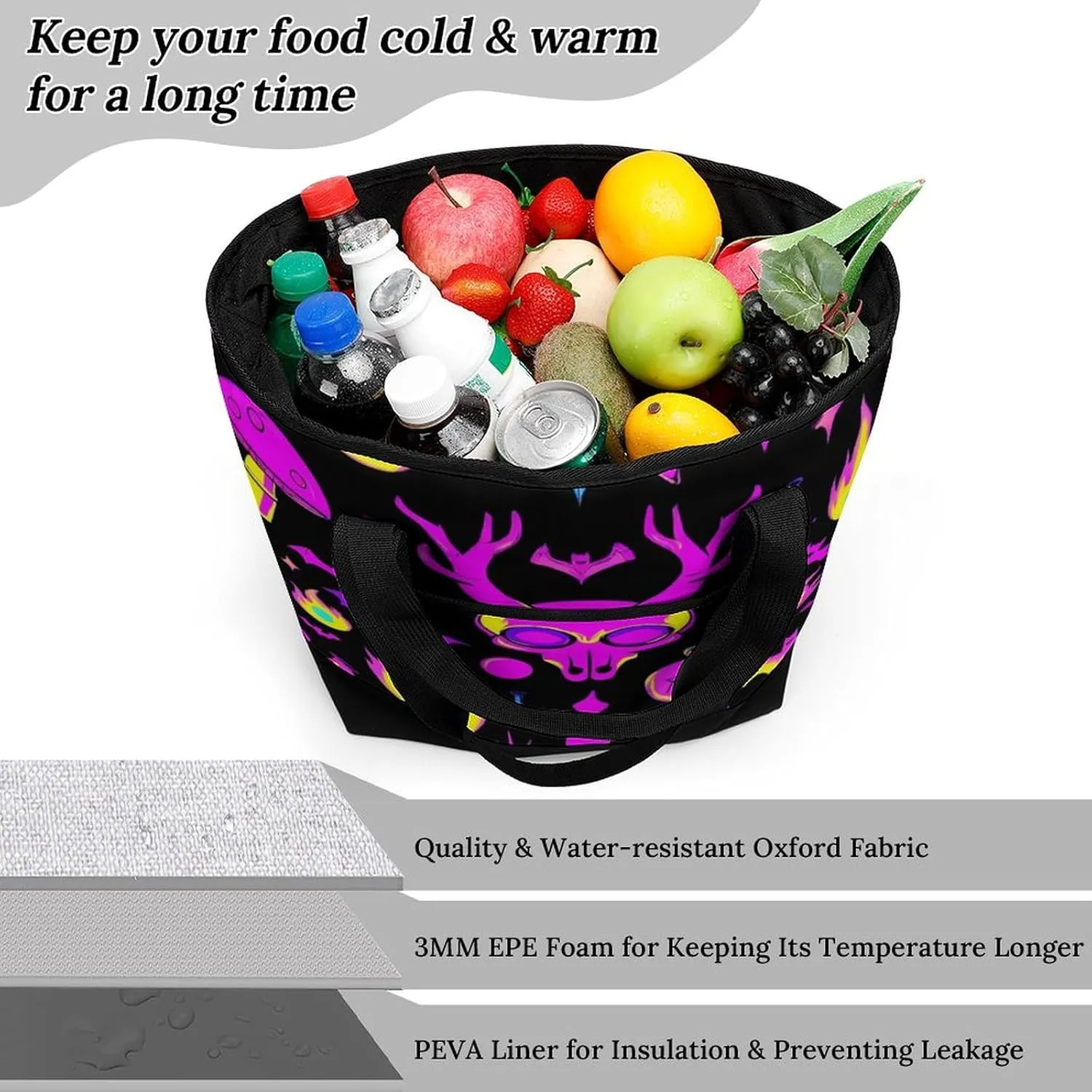 Fashionable Large Thermal Tote Bag Insulated Work/Commute Bag For Women & Men