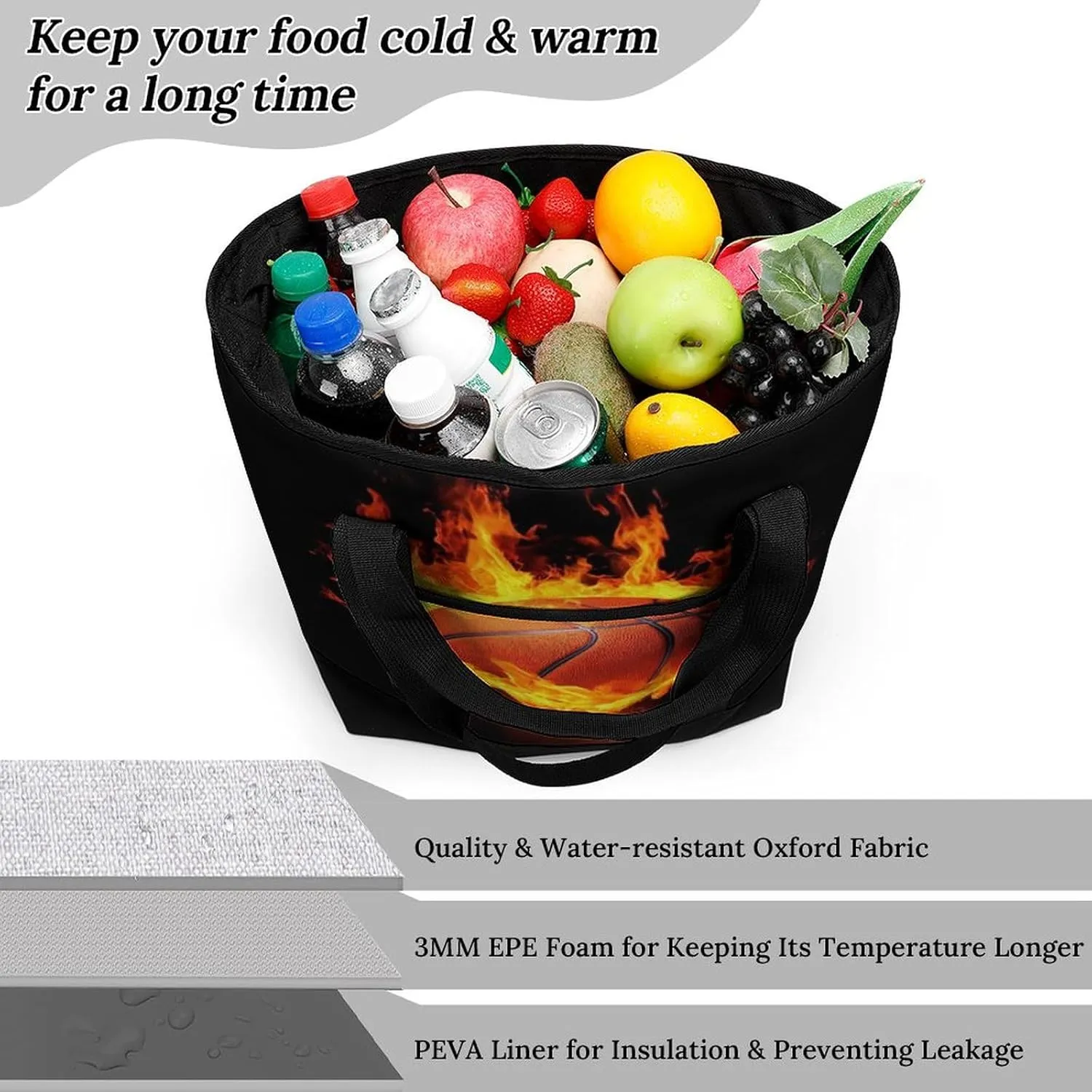 Fashionable Large Thermal Tote Bag Insulated Work/Commute Bag For Women & Men