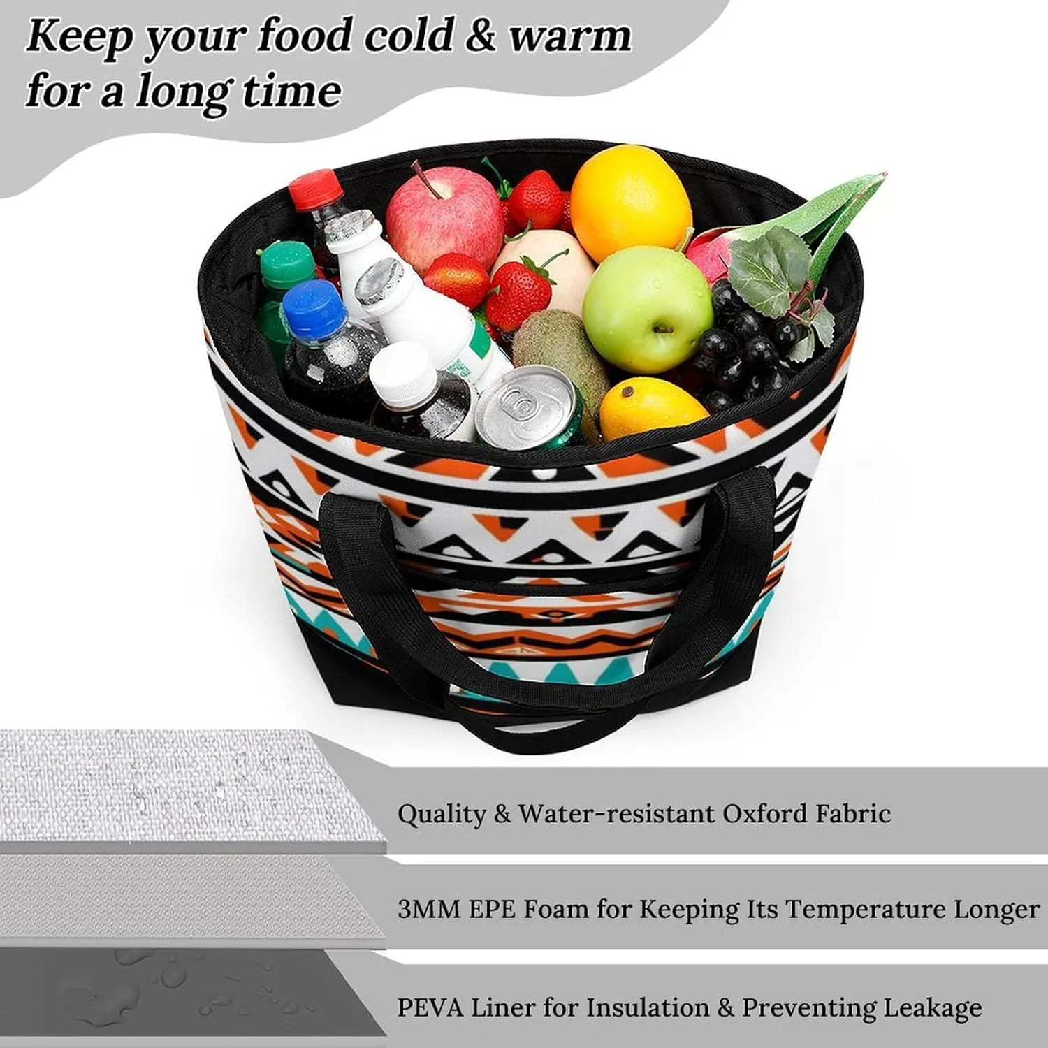 Fashionable Large Thermal Tote Bag Insulated Work/Commute Bag For Women & Men