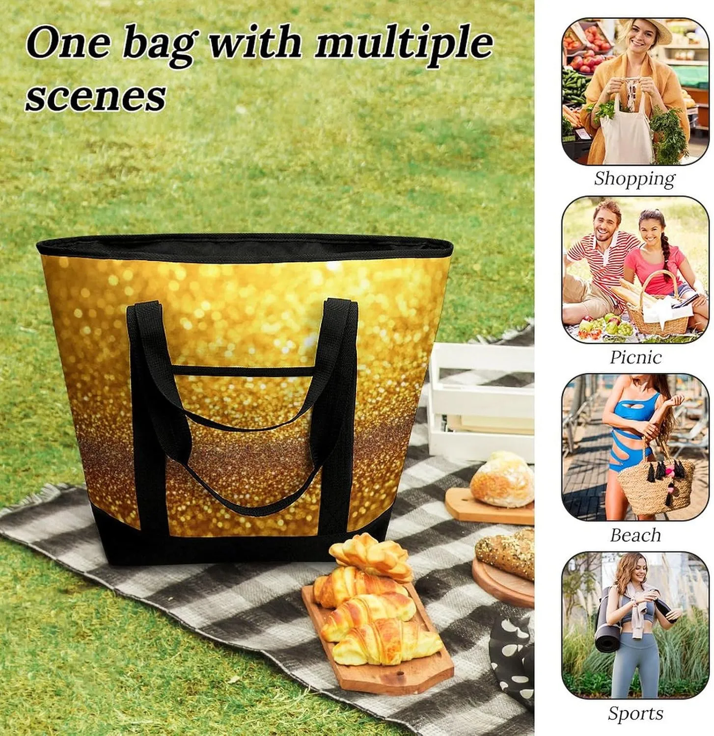 Fashionable Large Thermal Tote Bag Insulated Work/Commute Bag For Women & Men