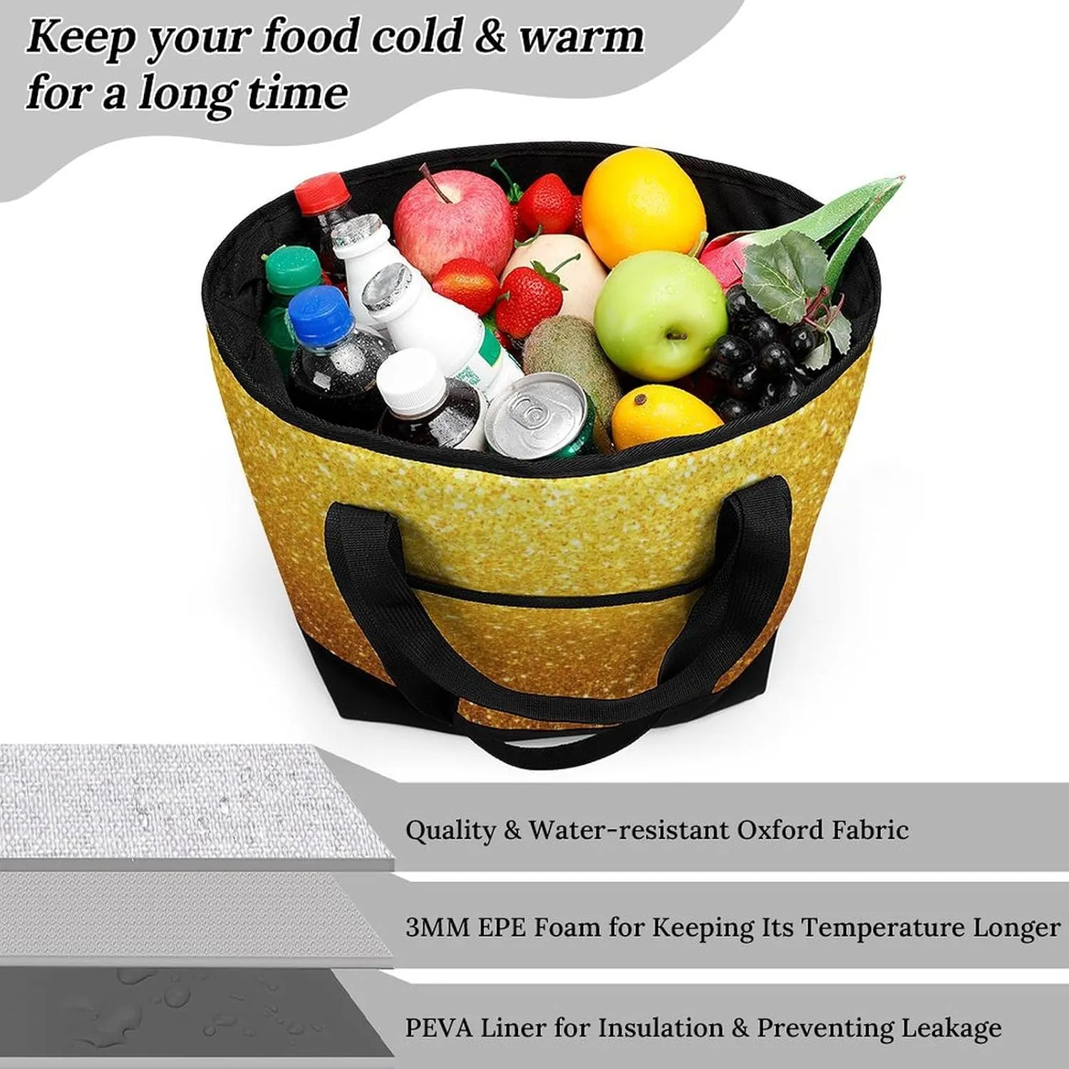 Fashionable Large Thermal Tote Bag Insulated Work/Commute Bag For Women & Men