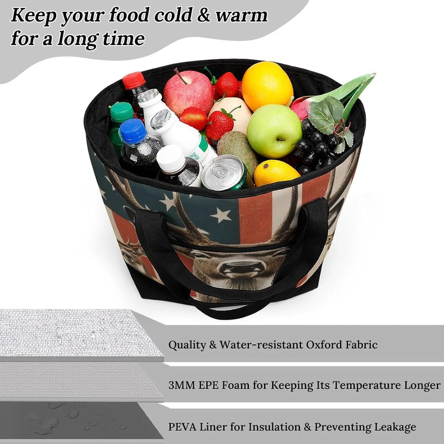 Fashionable Large Thermal Tote Bag Insulated Work/Commute Bag For Women & Men
