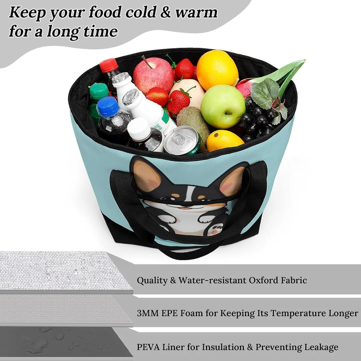 Fashionable Large Thermal Tote Bag Insulated Work/Commute Bag For Women & Men