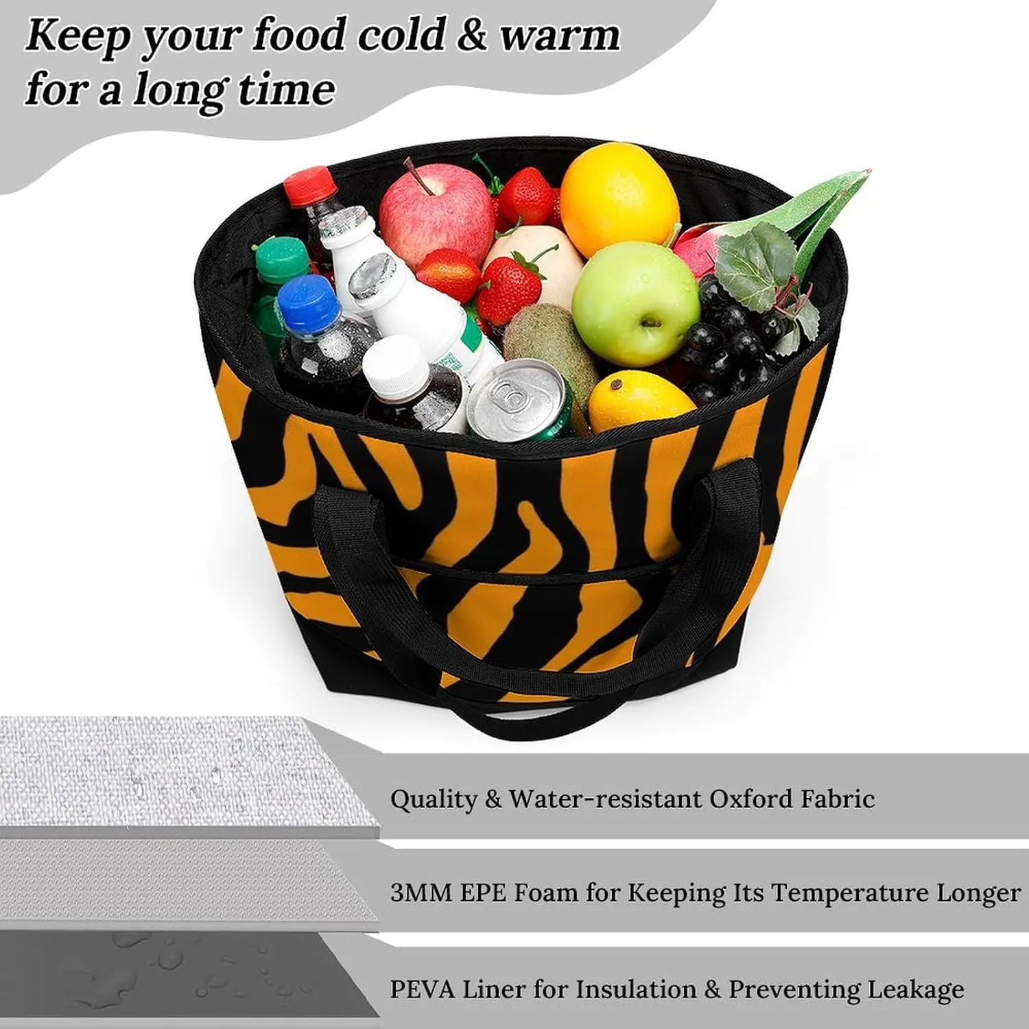 Fashionable Large Thermal Tote Bag Insulated Work/Commute Bag For Women & Men