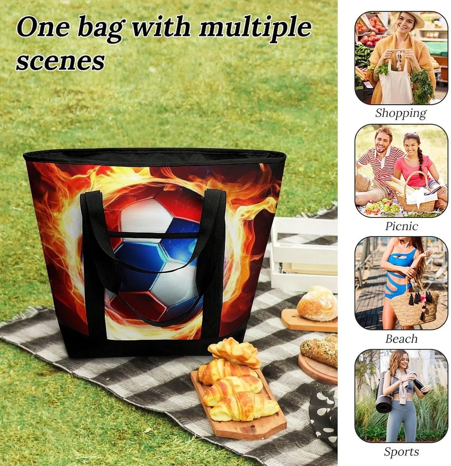 Fashionable Large Thermal Tote Bag Insulated Work/Commute Bag For Women & Men
