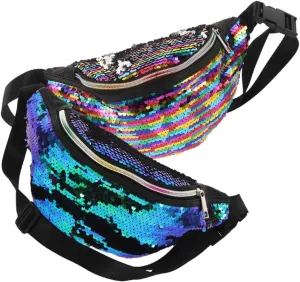 Fashionable Mermaid Sequin Belt Bag Crossbody Bag Fanny with Large Capacity Belly Fanny Pack