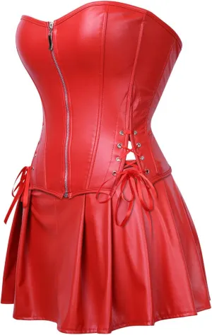 Fashionable Palace Punk PU Zipper Split Suit Belly Controlling Adjustable Palace Shaping Garment
