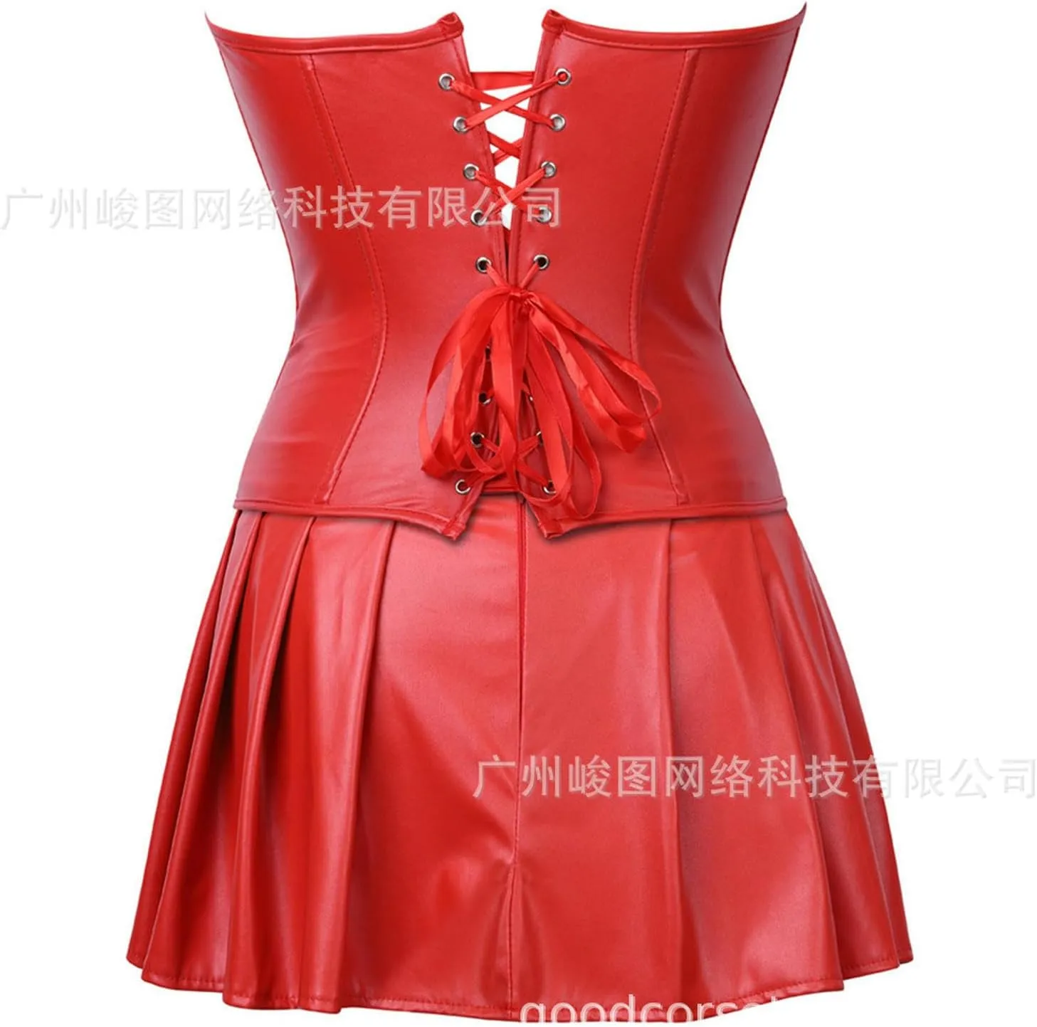 Fashionable Palace Punk PU Zipper Split Suit Belly Controlling Adjustable Palace Shaping Garment