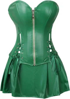 Fashionable Palace Punk PU Zipper Split Suit Belly Controlling Adjustable Palace Shaping Garment