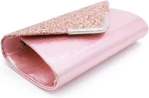 Fashionable Pu Sequin Magnetic Buckle Bag Elegant Chain Clutch Handbag for Evening Events Parties