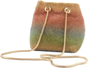 Fashionable Rhinestone Evening Bag Women's Shoulder Bag Bucket Bag Storage Pouch