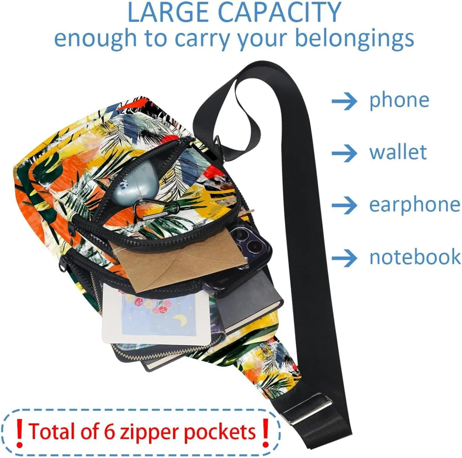 Fashionable template for design02 Sling Backpack, Adjustable Crossbody Shoulder Bag Travel Hiking Daypack