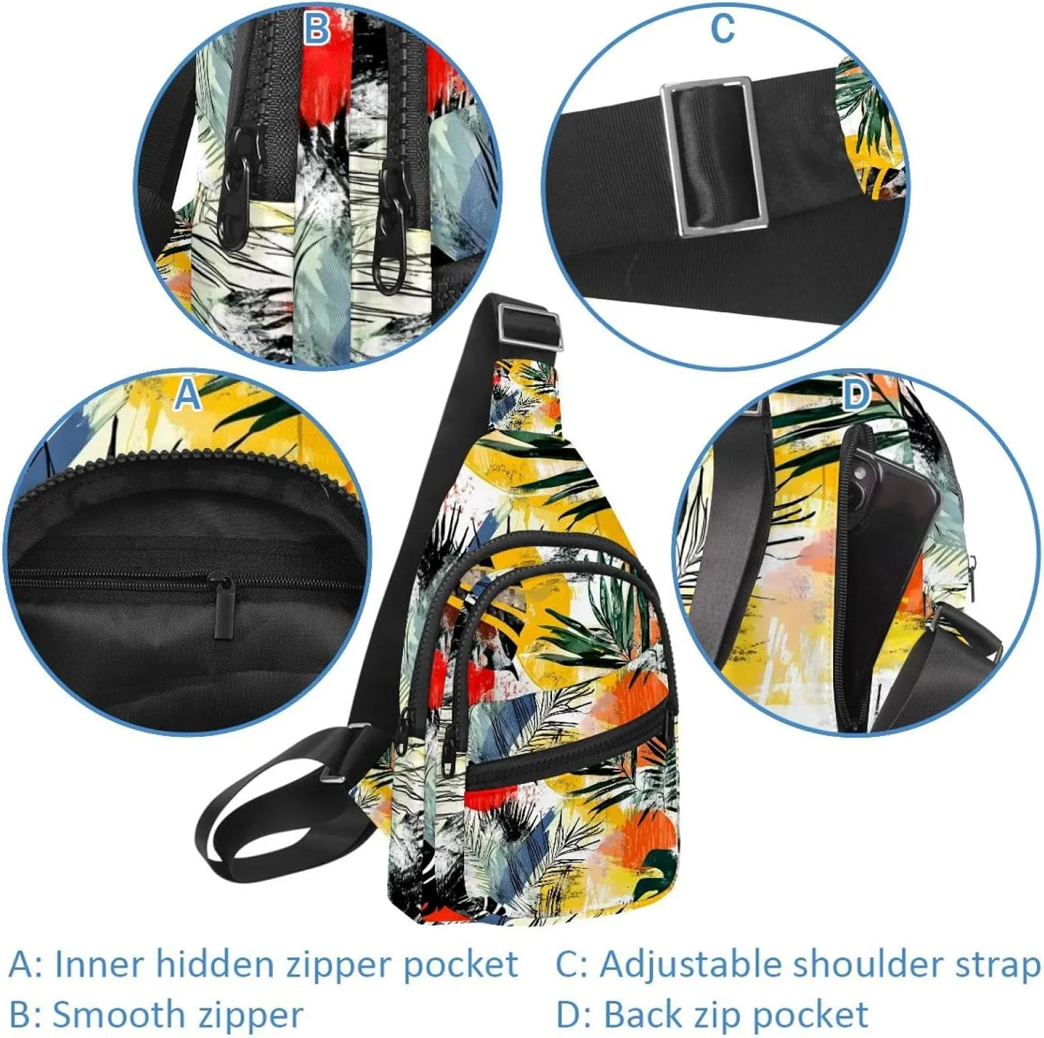 Fashionable template for design02 Sling Backpack, Adjustable Crossbody Shoulder Bag Travel Hiking Daypack