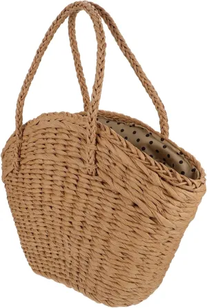 Fashionable Women's Handbag Large Straw Bag Storage Beach Weave Bucket Bag