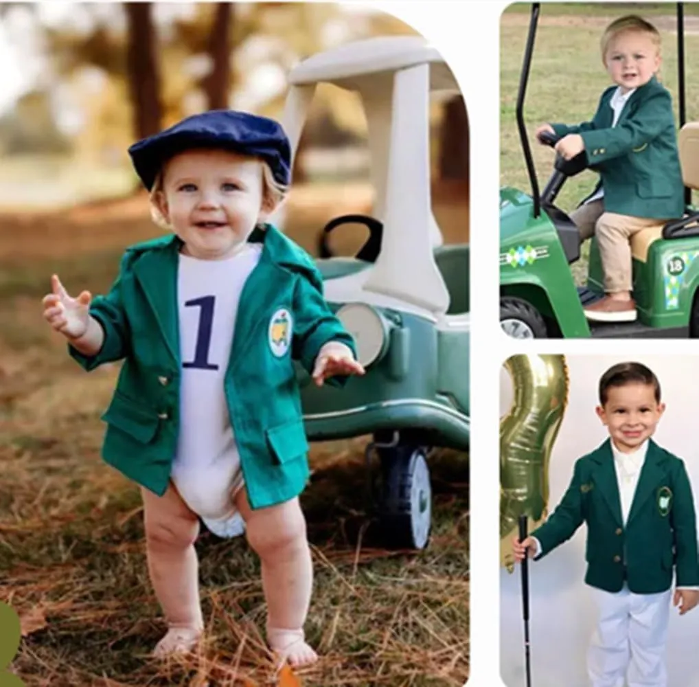 FIOMVA Baby Boy Girl Golf Clothes 1st 2nd Birthday Outfits Toddler Lapel Jacket Button Down Coat Blazer First Birthday Gift
