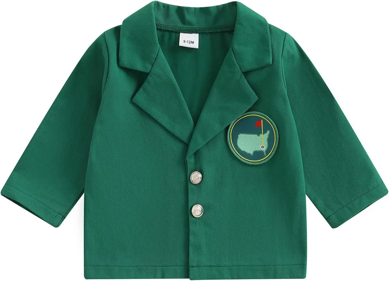 FIOMVA Baby Boy Girl Golf Clothes 1st 2nd Birthday Outfits Toddler Lapel Jacket Button Down Coat Blazer First Birthday Gift
