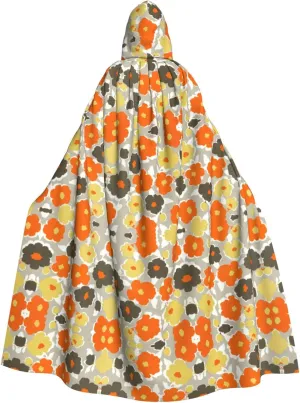 Floral Pattern (2) print Hooded cape for adults, Oversized Hooded Cloak with Bow Tie, Adult party dress cape