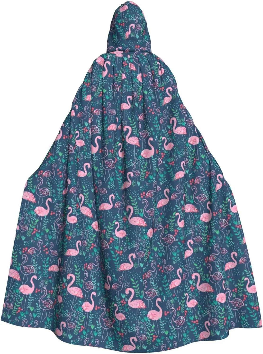 Floral Swan print Hooded cape for adults, Oversized Hooded Cloak with Bow Tie, Adult party dress cape
