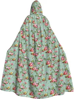 Flower (2) print Hooded cape for adults, Oversized Hooded Cloak with Bow Tie, Adult party dress cape