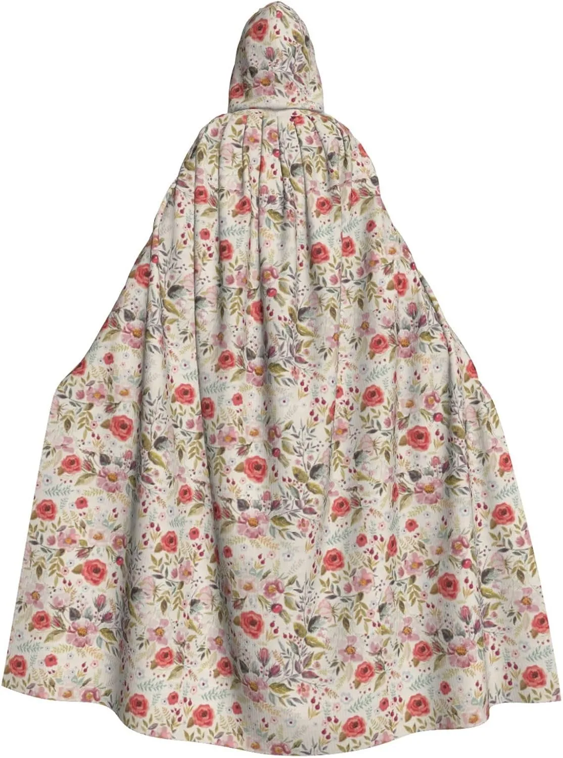 flower leaf print Hooded cape for adults, Oversized Hooded Cloak with Bow Tie, Adult party dress cape