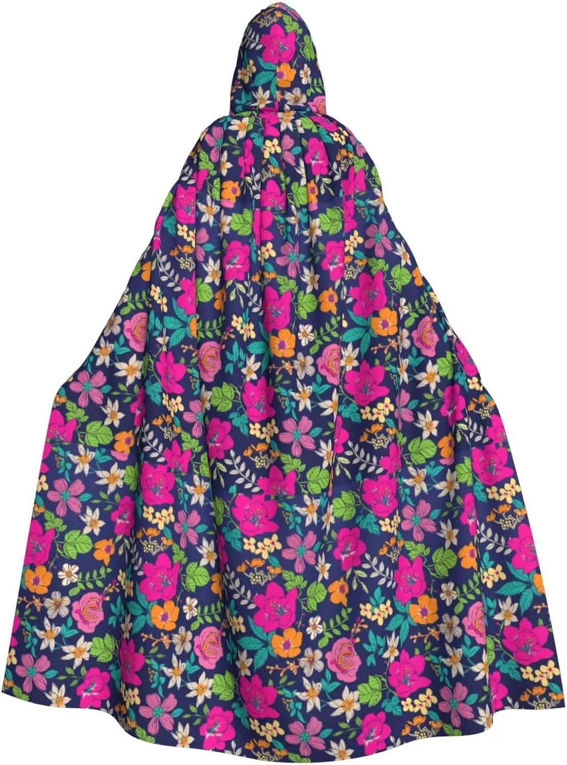 Flowers (3) print Hooded cape for adults, Oversized Hooded Cloak with Bow Tie, Adult party dress cape