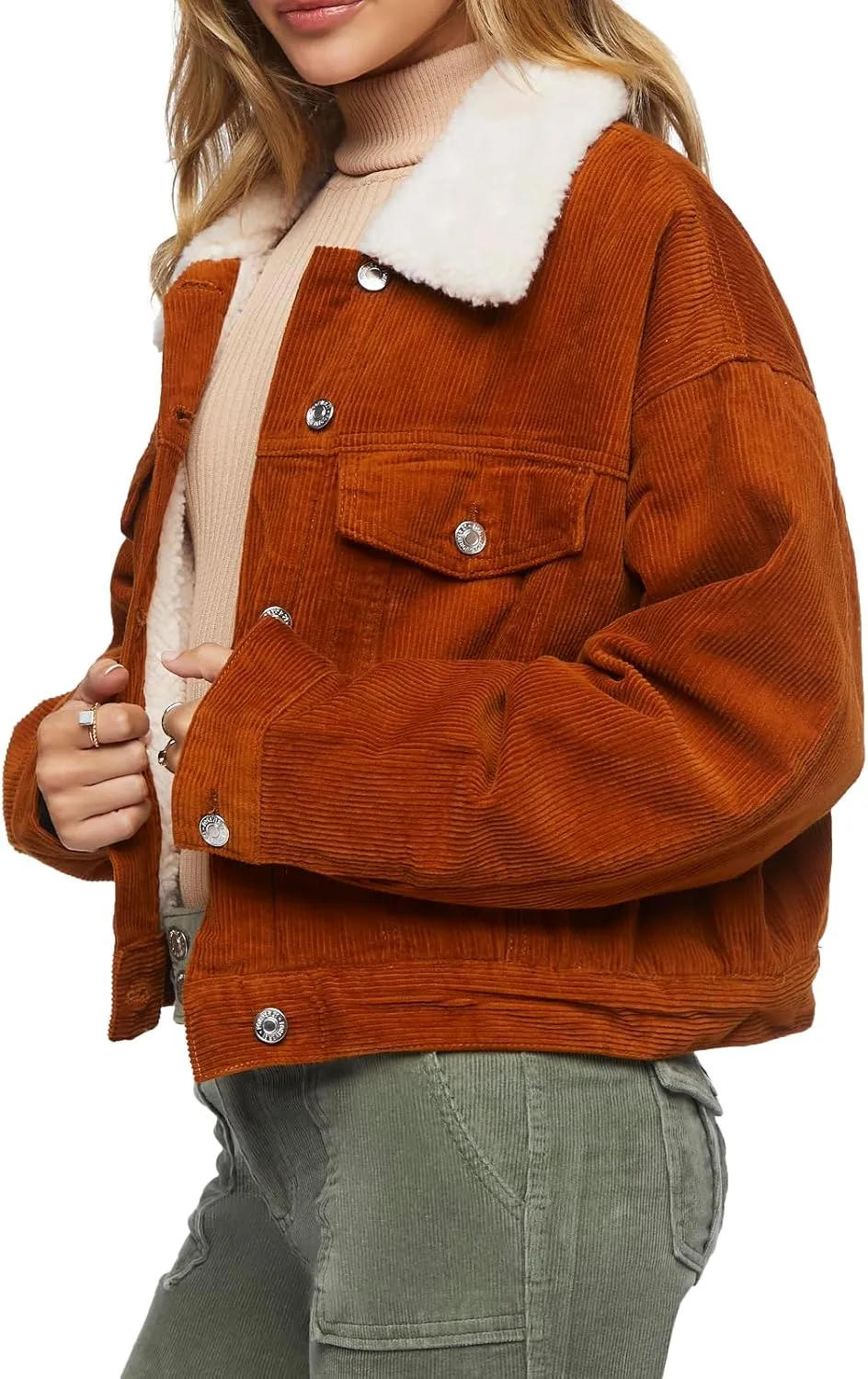 Forever 21 Women's Cotton Faux Shearling Jacket