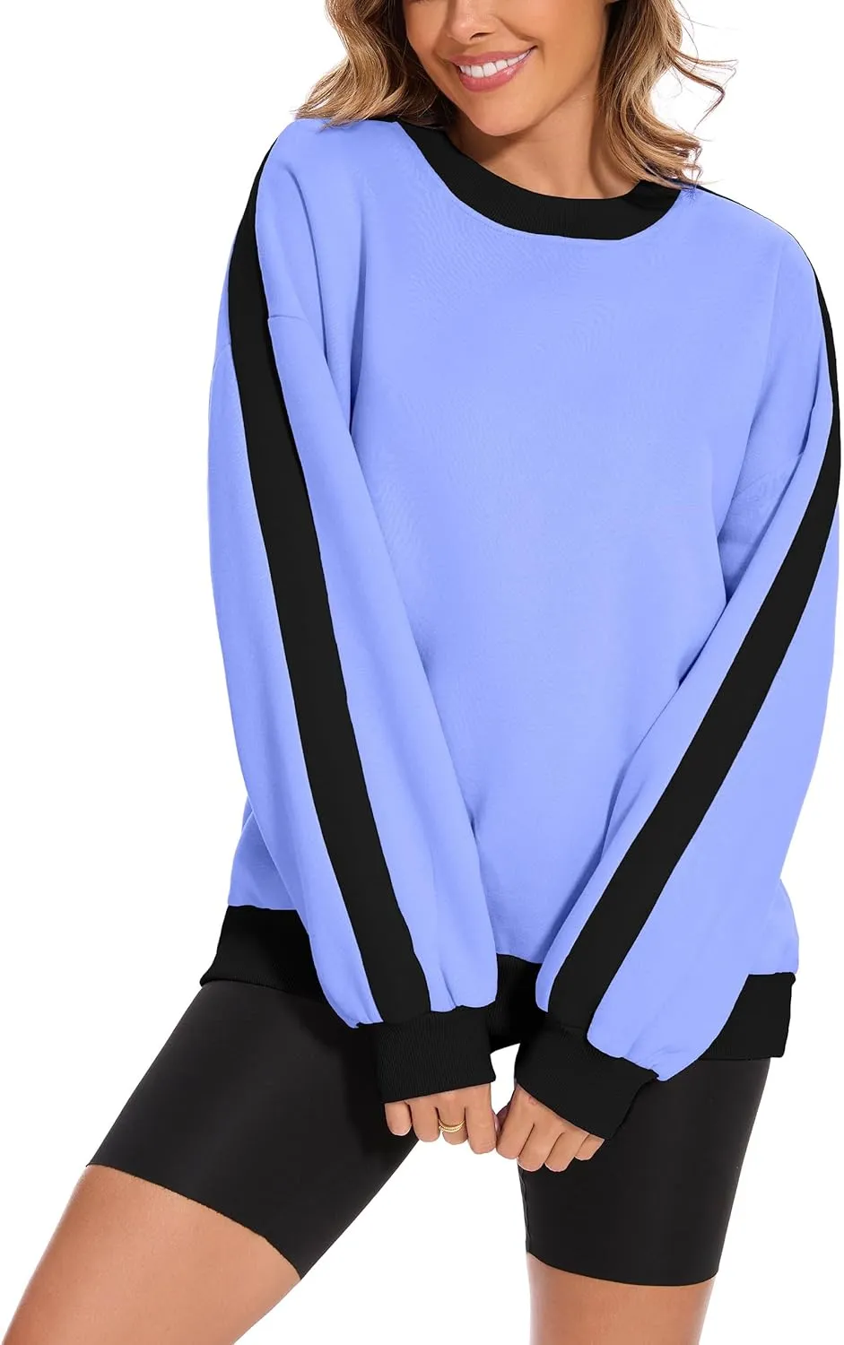 FUPHINE 2024 Women's Colour Blocking Fleece Oversized Warm Trendy Fall Winter Fashion Sweatshirt