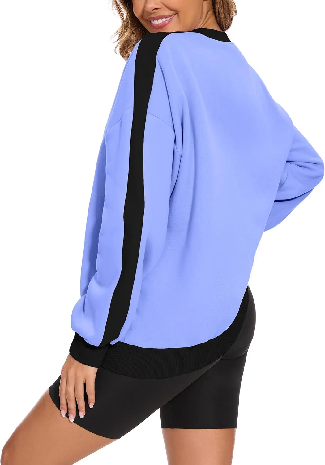 FUPHINE 2024 Women's Colour Blocking Fleece Oversized Warm Trendy Fall Winter Fashion Sweatshirt