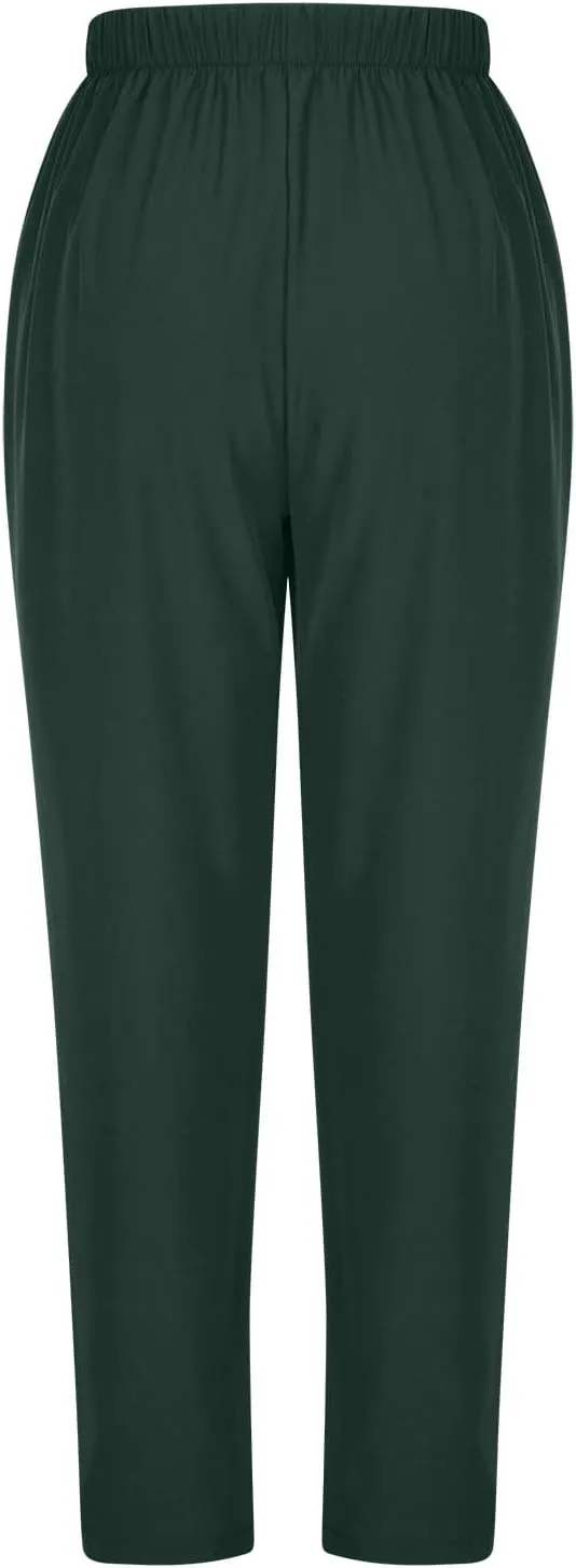 FZYLQY Women's Straight Leg Long Pants 2024 Fall Dressy Fashion Elastic High Waist Casual Trousers Solid Pull On Work Pants