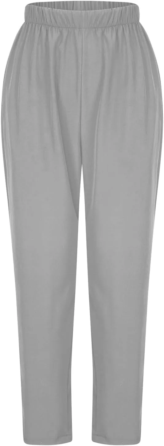 FZYLQY Women's Straight Leg Long Pants 2024 Fall Dressy Fashion Elastic High Waist Casual Trousers Solid Pull On Work Pants