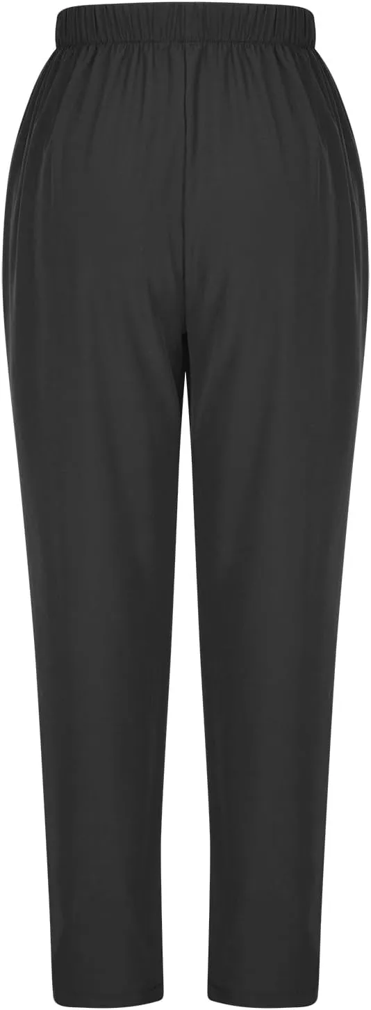 FZYLQY Women's Straight Leg Long Pants 2024 Fall Dressy Fashion Elastic High Waist Casual Trousers Solid Pull On Work Pants