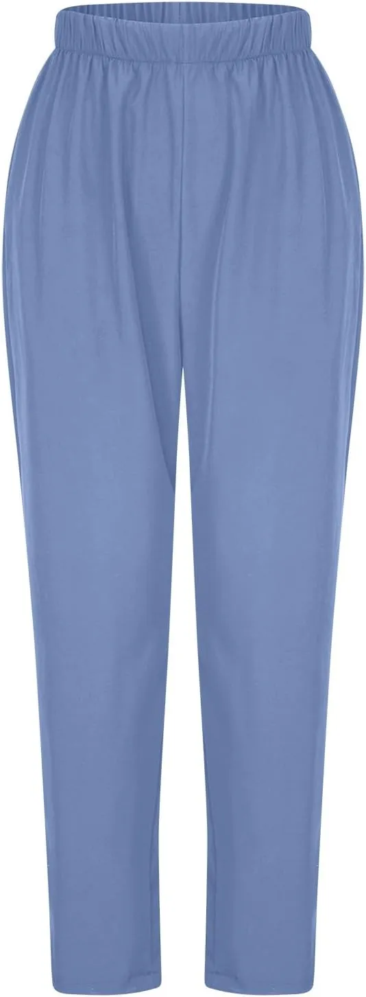 FZYLQY Women's Straight Leg Long Pants 2024 Fall Dressy Fashion Elastic High Waist Casual Trousers Solid Pull On Work Pants