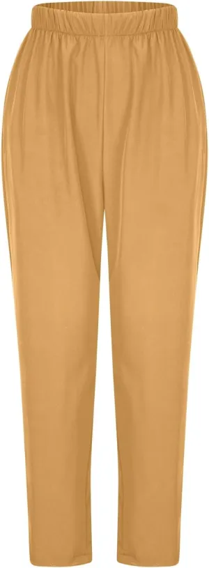 FZYLQY Women's Straight Leg Long Pants 2024 Fall Dressy Fashion Elastic High Waist Casual Trousers Solid Pull On Work Pants